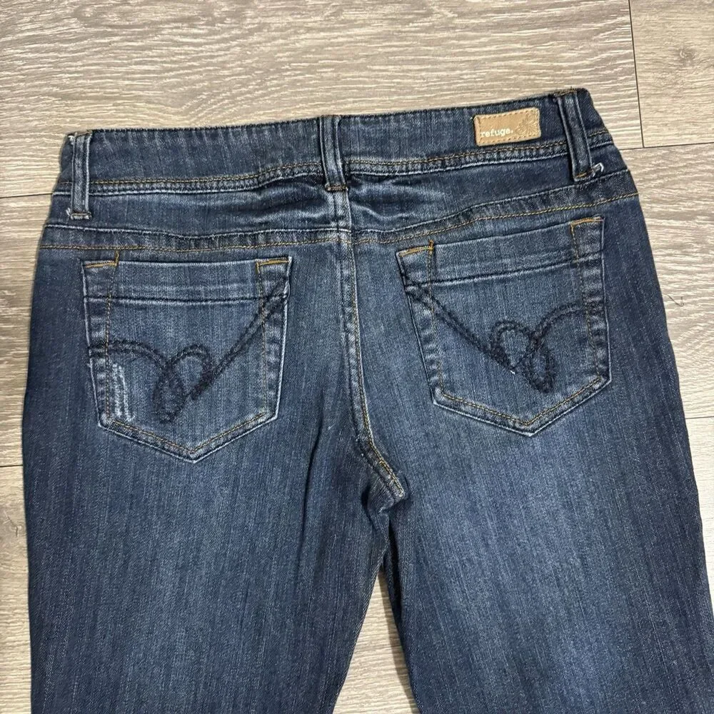 Refuge Women Blue Wide Flared‎ Leg Short Rise Y2K Size 7S